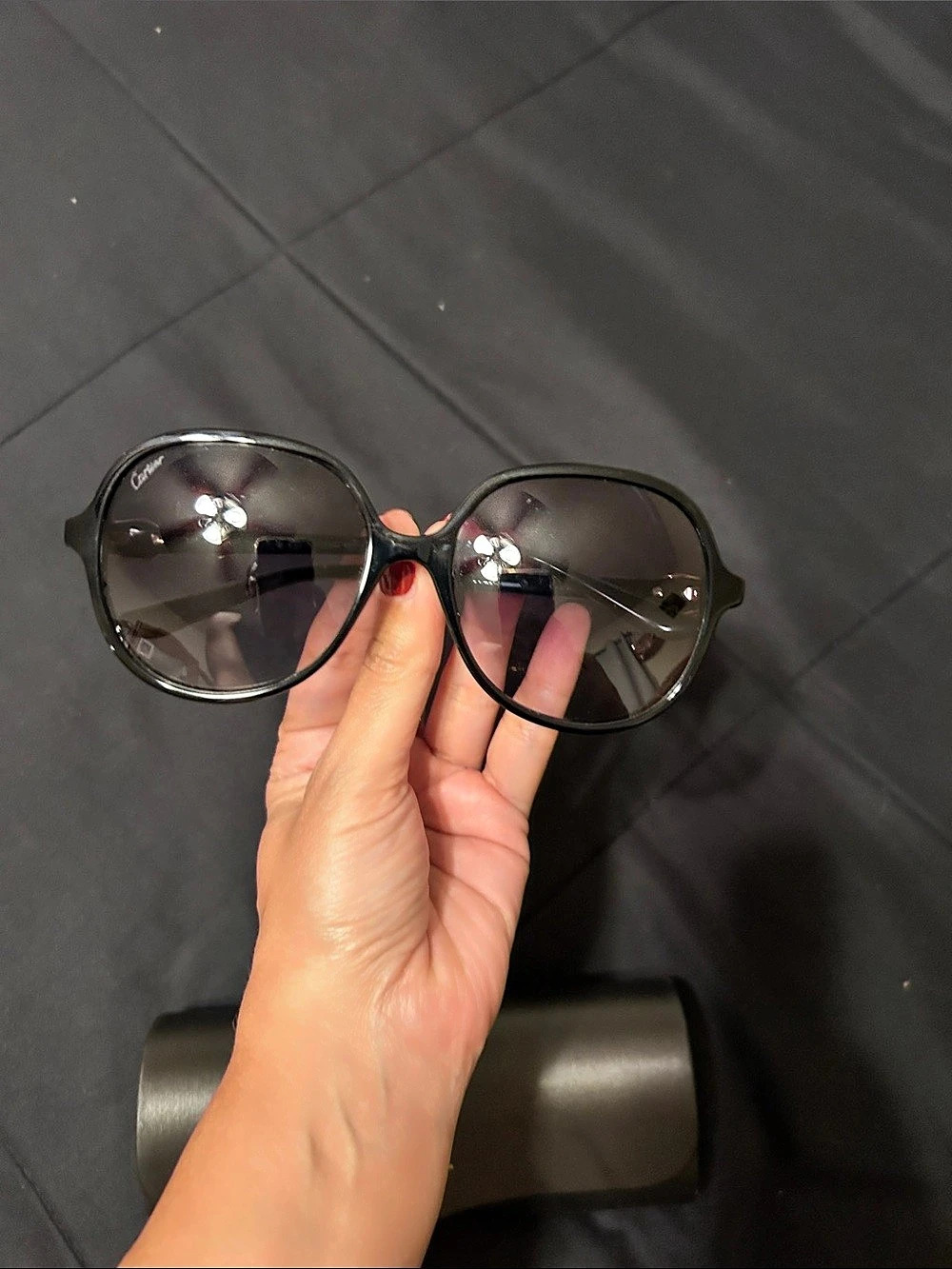 Authentic Cartier Signature C de Cartier Square Sunglasses Black